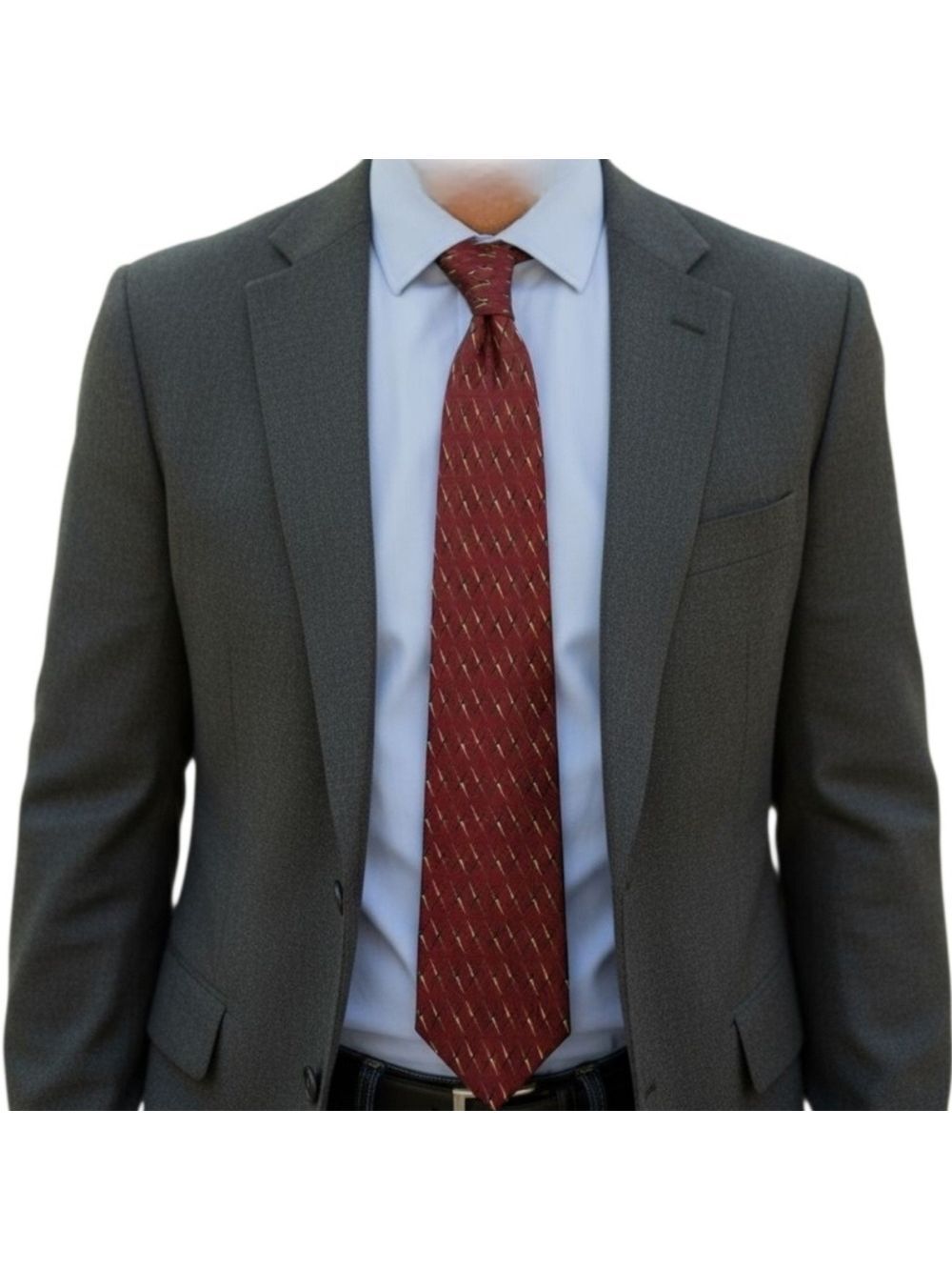 Bill Blass Cranberry Red Diamond Pattern Silk Tie